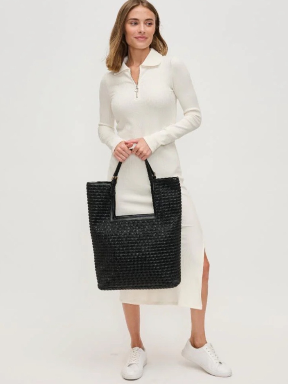 Urban Expressions Aiden Woven large black tote purse